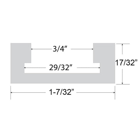 32 Inch Anodized Aluminum T Slot Track For Rock Solid Woodworking Jigs And Fixtures, detailed dimensions illustration.