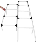 Adjustable Indoor Dog Agility Training Ladder Set for Home Use, plastic hurdles set up, white bars, easy setup shown