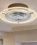 Low Profile Ceiling Fan With Lights In Silver, Flush Mount, Reversible Motor, 6 Speed Wind, Dimmable 3 Color LED Lighting, Remote Controlled