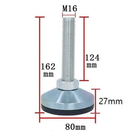 4 Pack Adjustable Leveling Feet M16 Heavy Duty Galvanized Stabilizers For Tables Chairs Shelves Machinery And Equipment, Easy Leveling, Corrosion Resistant, Reduces Friction, Upgrades Any Home Office Workshop. M16 galvanized leveling foot, 162 mm