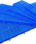 Stacked blue Interlocking Plastic Cargo Pallet With Waterproof Grid And Breathable Design Lightweight Storage Tray for various uses