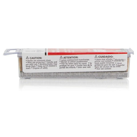 Side view of Single Edge Razor Blades 100 Pack 0.012 Inch Heavy Duty High Carbon Steel For Extra Durability And Long Life All Purpose And Specialized Cutting For Paint Removal Window Scraping Glass Stovetop And More