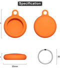Neon Orange Silicone AirTag Keychain Case With Ring Waterproof AirTag Holder dimensions and size specifications.