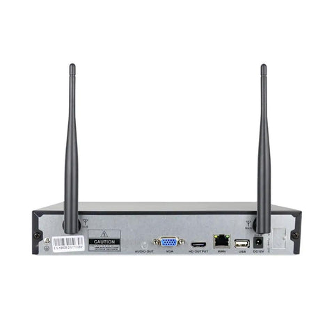 Back view of 10 Channel Full HD Security NVR System With Built In WiFi Router No HDD Included showing antenna and ports.