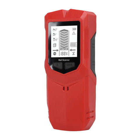 RiToEasysports Stud Finder with LCD Display, 3 Depth Settings showing red casing and digital display for detecting studs.