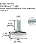 Diagram of M8 Screw On Furniture Glide Leveling Feet, Heavy Duty Adjustable Floor Protectors, dimensions and threaded detail shown.