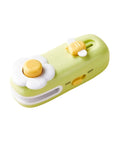 No Sweat Mini Bag Sealer and Cutter, Easy Peasy 2 In 1 Heat Resealer for Chip Bags, Portable Handheld Plastic Bag Sealer Machine in green with flower design