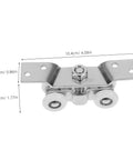 2 Pack Sliding Door Rollers Stainless Steel With Silent Nylon Wheels For Smooth Indoor Outdoor Operation Heavy Duty Track Replacement Hardware Easy Install For Wardrobe Doors Closet Doors And Barn Doors, front view with dimensions.