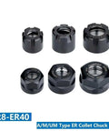 Heavy Duty ER Metal Collet Clamping Nut Fits ER8 To ER40 For Milling Cutters Reducing Vibes And Boosting Precision Durable Chromium Steel Makes Quick Chuck Swaps A Total Smooth Sailing Operation in black finish.