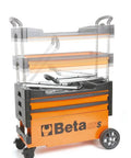 Collapsible Rolling Tool Cart With Locking Drawers, Heavy Duty Metal Trolley with foldable design and wheels for mobility.