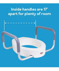 3.5 Inch Raised Toilet Seat With Arms For Seniors And Handicap, slip-resistant handles 17 inches apart, easy install