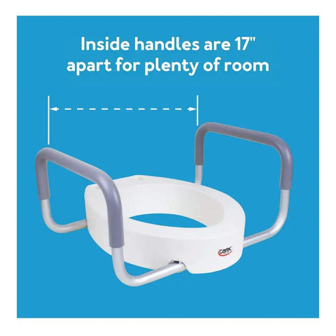 3.5 Inch Raised Toilet Seat With Arms For Easy Sit And Stand, Elongated Riser Up To 250 Lbs, Universal Fit, White
