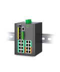 Industrial 16 Port Full Gigabit L3 Managed PoE Switch With Four 10G SFP Uplinks And A 370W PoE Budget in a rugged design