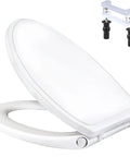 Elongated Soft Close Toilet Seat With One Click Release, Easy Oval Replacement With Bolts Hinges And Bumpers, Universal Fit