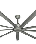 96 Inch HVSL Smart Ceiling Fan With Brushed Nickel Housing And Wifi Remote Control showcasing nine sleek blades and rugged motor design.