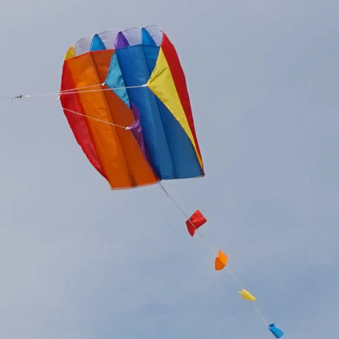 Colorful Parafoil Kite With 118 Inch Long Tail Go-To Outdoor Fun Easy To Fly Includes Handle And Line 20 Inch Frame Great