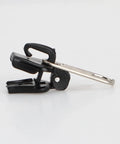 Side view of a black zipper slider from Universal Zipper Repair Kit 12Pcs Black Quick Fix With Replacement Sliders Teeth And Stops For Clothes Bags