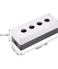 Push Button Station Box With Four 22mm Button Apertures, Waterproof Sealed Plastic Electrical Enclosure, Surface Mount Control Panel Box For Industrial Machinery, Heavy Duty Anti Corrosion Workhorse Pushbutton Box, 195x71x65mm