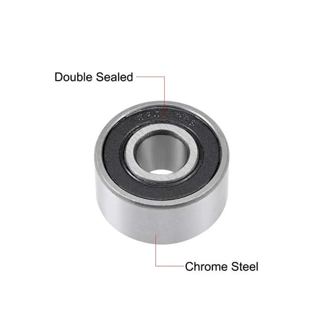 Close-up of Heavy Duty 3201-2RS Angular Contact Ball Bearings 12X32X15.9MM double sealed chrome steel.