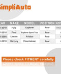 Fitment chart for Rear Wheel Hub Bearing Replacement For Ford Explorer 2002 2010 Explorer Sport Trac 2007 2010 Lincoln Aviator 2003 2005 Mercury Mountaineer 2002 2010 Premium Precision Machined Open Bearing For A Smooth Ride No Fuss Install