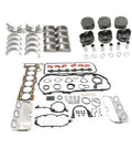 Boss Quality M54B30 3.0 Liter Engine OEM Spec Piston Ring And Main Bearing Assembly Including Full Gasket Bundle For BMW 330i 330xi 530i X5 E46 Street Build parts laid out, including gaskets and piston rings.