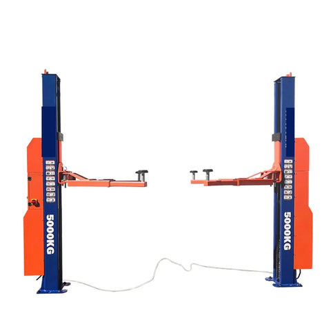 Heavy Duty Two Post Car Lift 11000 Lbs Hydraulic Auto Hoist Garage Shop Gear with 5000 kg capacity and safety lock.
