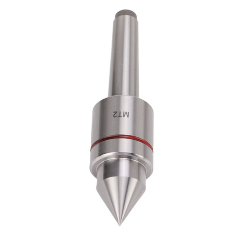 MT2 Live Center For Lathe Tailstock With 60 Degree Center Tip Triple Ball Bearing System High Carbon Steel Construction, front view