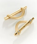 Brushed Gold Half Moon Cabinet Pulls Set of 2, 3.75 Inch Length, top view showing zinc alloy construction.