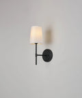 Matte Black 1-Light Wall Sconce With White Fabric Shade, Dimmable Transitional Lantern Style Wall Light For Bedroom, Home Decor Bulb Not Included