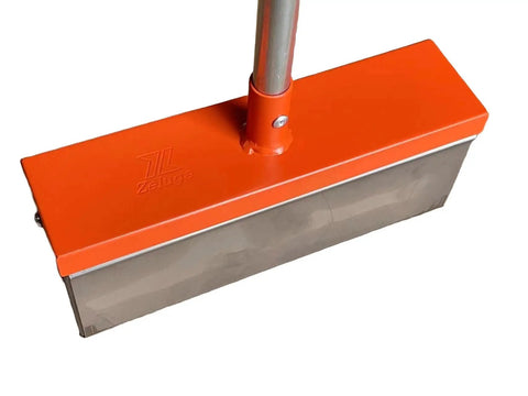 Powerful Handheld Magnet Sweeper With Quick Release For Easy Debris Pickup 10 Inch Sweeping Width Stainless Steel Magnetic Box Magnetic On All Sides Grab And Go Convenience Great For Garage Floors And Workshops Orange