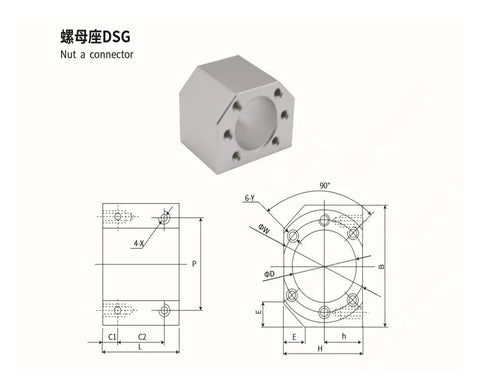 Heavy Duty 1500mm Ball Screw Kit With 20mm Guide 5mm Pitch Pro Grade End Machined BK15 BF15 Single Nut Nut Holder diagram