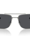 Gunmetal Rectangular Sunglasses With Double Bridge And Dark Grey Lenses, 60mm Frame, 100% UV Protection, Everyday Dope Shades For Men And Women
