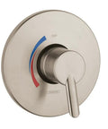 Commercial Grade 1-Handle 7-Inch Pressure Balance Shower Valve Trim In Brushed Nickel ADA Compliant Easy Control front view