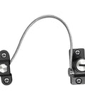 Two Pack Window And Cabinet Safety Locks With Keys, stainless steel, kid-safe locking strap with easy turn key access, side view.
