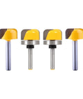 Premium 1/4 Inch Shank Flush Trim Router Bit For Wood Carving And Hinge Mortising With Precise Bearing, set of four.