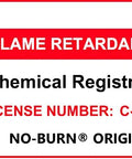 Cal Fire registration label for No-Burn Original flame retardant, including license number C-024301.
