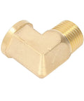 Brass 90 Degree Pipe Connector with NPT Thread Elbow Fitting for Industrial Piping Hollow Through Bore Main Body Integrated Connecting Ends Built for Easy Inline Install Durable Brass Pipe Joint for Extending Straight Runs 10 Pack, angled view