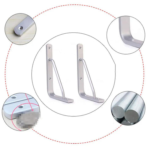 Ultra Duty Solid Aluminum Alloy Triangular Shelf Bracket Wall Mount Extra Support System For Wooden Floating Displays detail of sturdy angled design