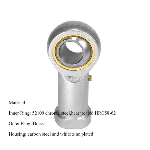 4 Piece Heavy Duty 1 Inch Bore Ball Joint Rod End Bearings With Female Thread Heim Joints showing inner chrome steel and brass details.