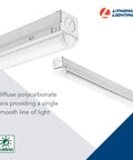 Two Foot LED Strip Light 1250 Lumens 4000K Cool White Ceiling Fixture for Kitchen and Garage 11W 80 CRI