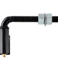 Side view of heavy-duty J-bolt gate hinge with 1/2-inch bolt, black finish, and two nuts.
