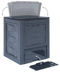 Outdoor Compost Tumbler With Better Aeration, Sturdy Gray Garden Bin Made From Recycled Plastic, Easy Assembly For Fast Composting