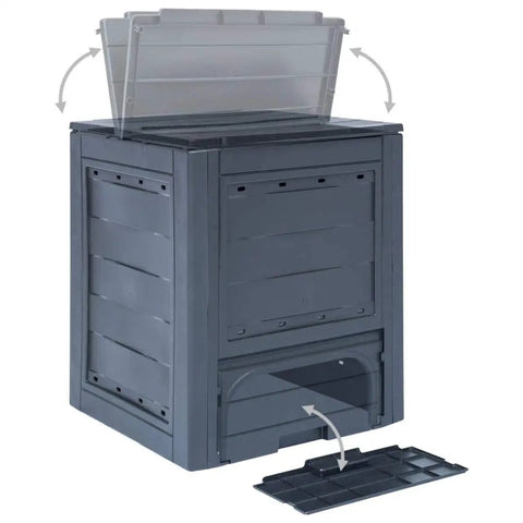 Outdoor Compost Tumbler With Better Aeration, Sturdy Gray Garden Bin Made From Recycled Plastic, Easy Assembly For Fast Composting