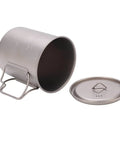 750ml Folding-Handles Outdoor Water Mug For Camping And Hiking, Lightweight Alloy Cup with Lid, Portable for Adventures