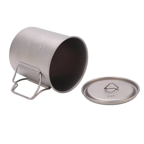 750ml Folding-Handles Outdoor Water Mug For Camping And Hiking, Lightweight Alloy Cup with Lid, Portable for Adventures