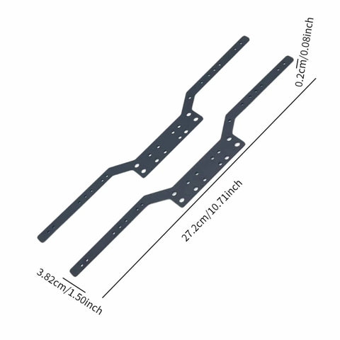 Set Of 2 Aluminum RC Chassis Frame Rails For MN98 MN99S One Twelfth Scale DIY Friendly Replacement Parts Black Easy Install And Durable Metal Upgrade For Tough Builds, top view.