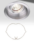 Durable Manganese Steel MR16 Downlight Clips 20 Pack Set beneath a recessed spotlight mount with MR16 lamp