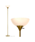 Dimmable LED Floor Lamp With 3000K Warm White Light, Tall Torchiere Style with gold brass finish and sky dome shade