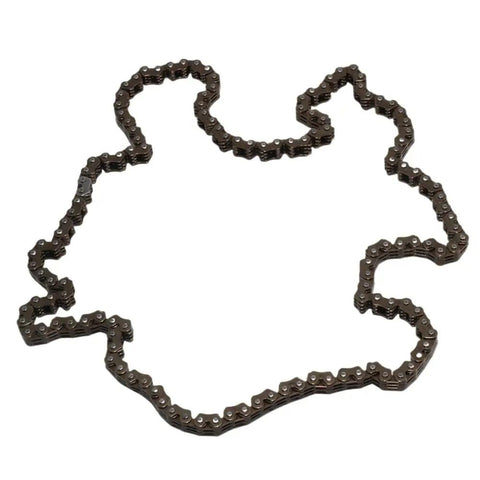 Premium Motorcycle Cam Timing Small Roller Chain 94582-H8136 Replacement For Yamaha YP400 YP400R CP250 Maxam YP250G Majesty laid out on white background.
