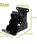 Heavy Duty Folding Hinges 4 Pack Self Locking Steel Brackets With Mounting Screws For Table Legs Bed Frames And Garage Workbench Renovations For Home Builds That Are Built Like A Tank, showing size and details.